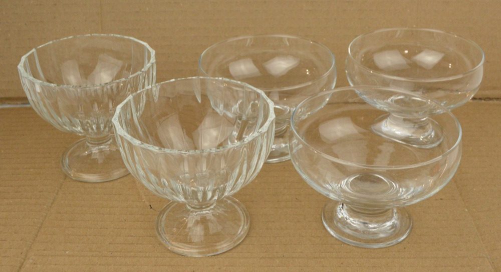 Vintage Glass Dessert Sherbet Bowls Pedestal Cups Set of 5 Italy